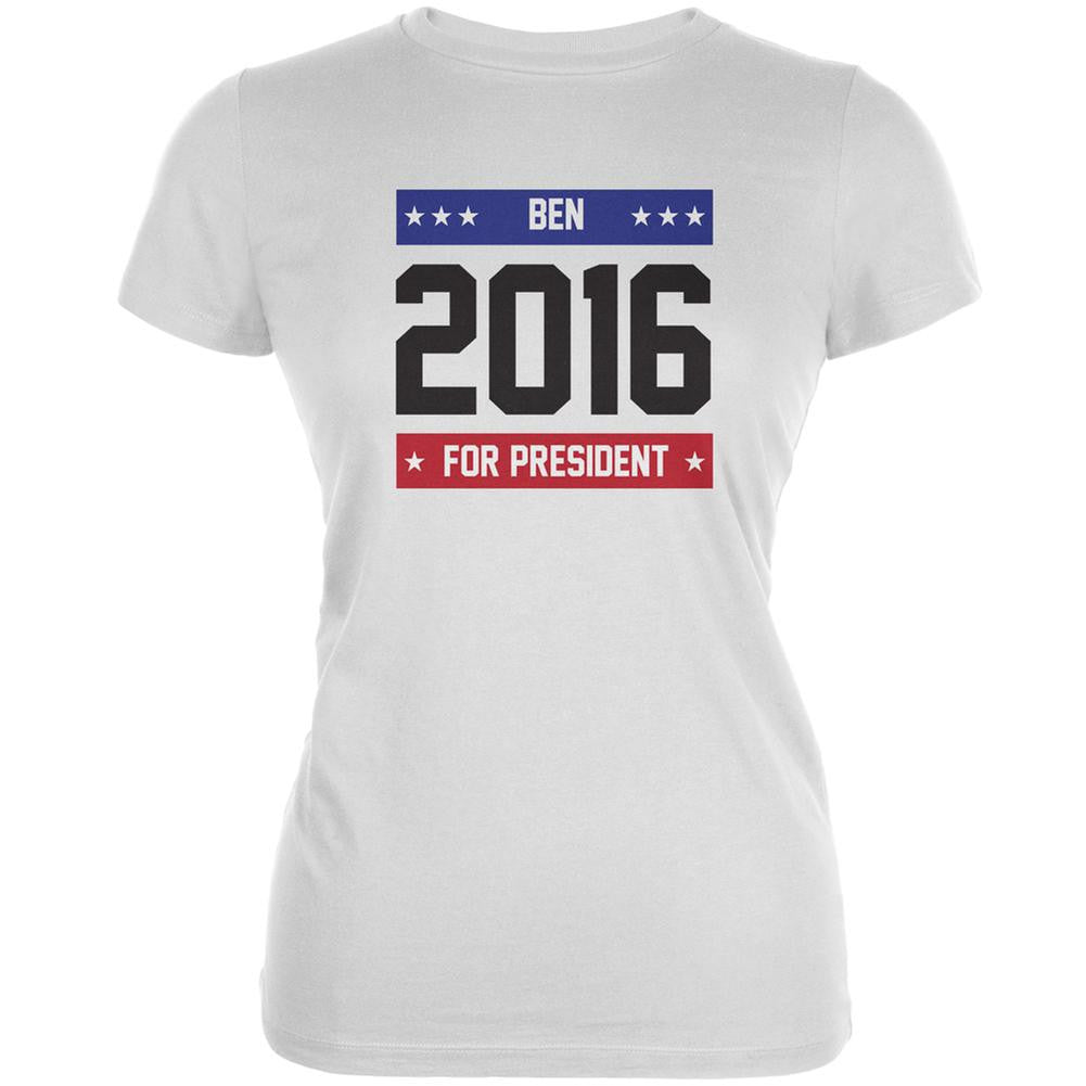 Election 2016 Ben for President 2016 White Juniors Soft T-Shirt Juniors T-Shirts Old Glory 2XL White 