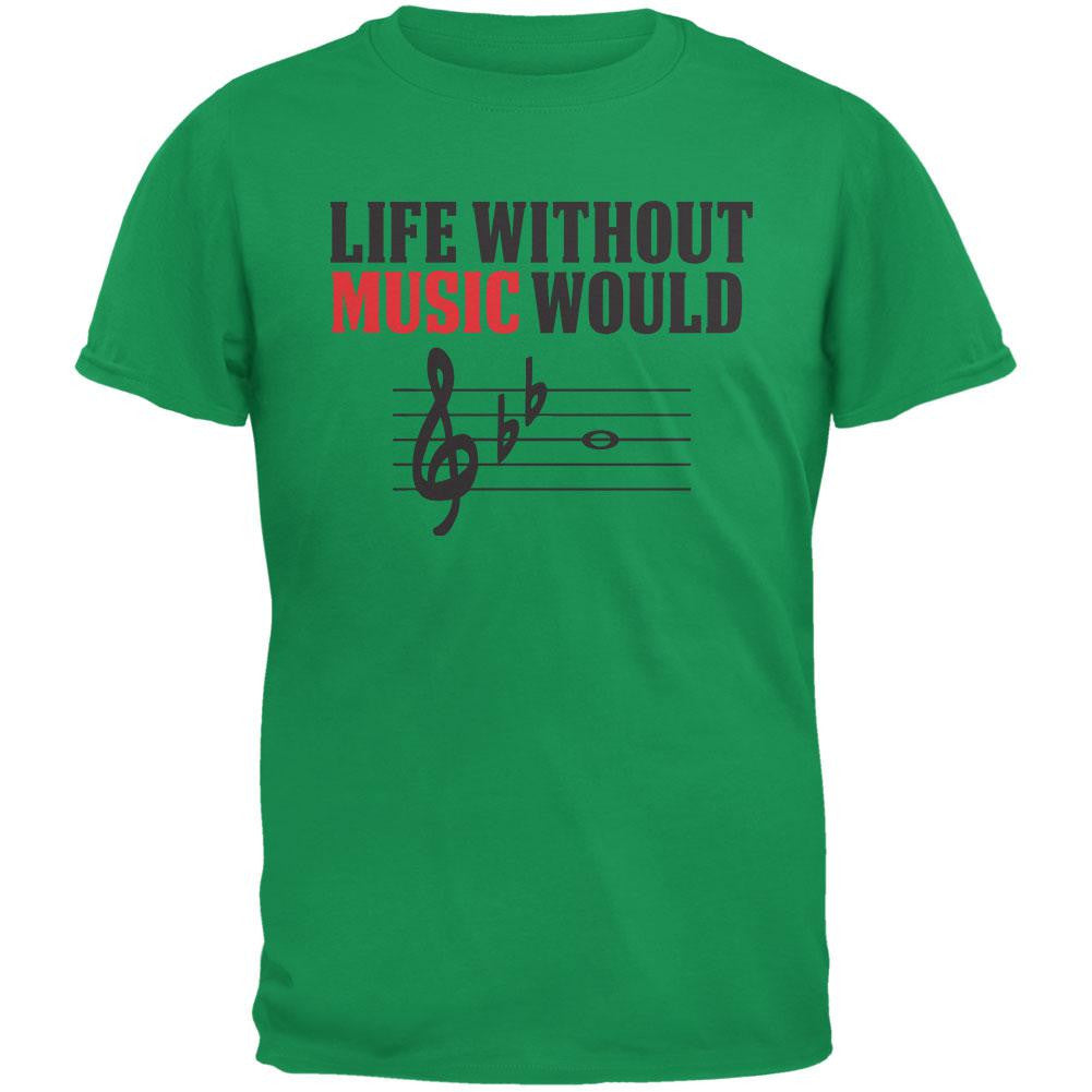 Without Music Life Would B Flat Irish Green Adult T-Shirt Men's T-Shirts Old Glory 2XL Green 