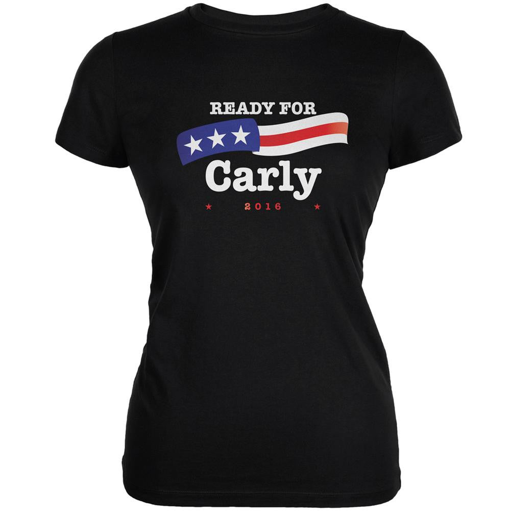 Election 2016 Carly Fiorina American Flag Black Juniors Soft T-Shirt Juniors T-Shirts Old Glory 2XL Black 