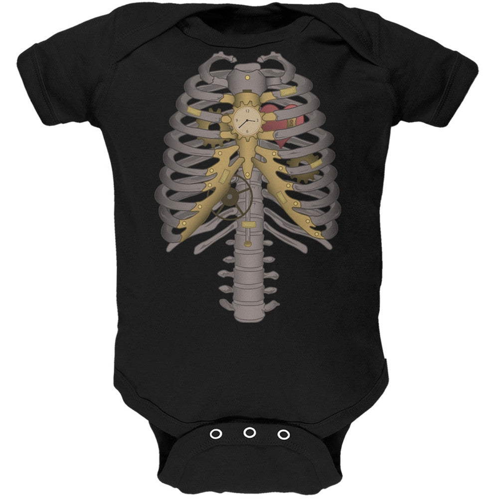 Halloween Steampunk Mechanical Skeleton Costume Black Soft Baby One Piece Baby One Piece Old Glory   