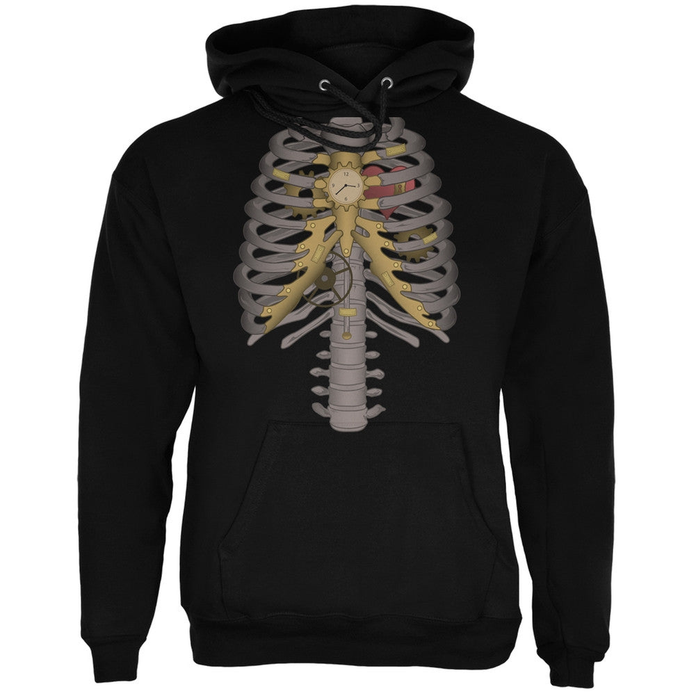 Halloween Steampunk Mechanical Skeleton Costume Black Adult Hoodie Men's Hoodies Old Glory   