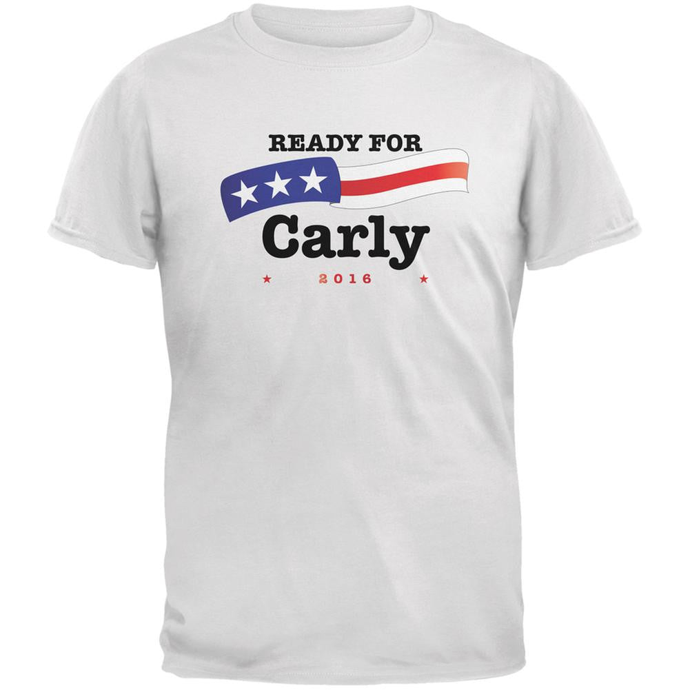 Election 2016 Carly Fiorina American Flag White Adult T-Shirt Men's T-Shirts Old Glory 2XL White 