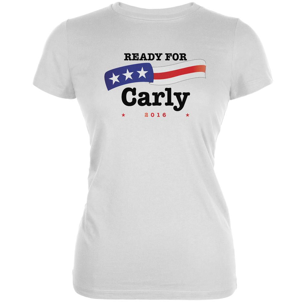 Election 2016 Carly Fiorina American Flag White Juniors Soft T-Shirt Juniors T-Shirts Old Glory 2XL White 