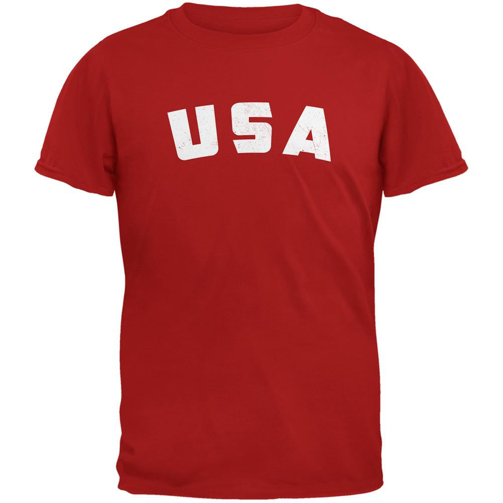 4th Of July Distressed USA Red Adult T-Shirt Men's T-Shirts Old Glory 2XL Red 