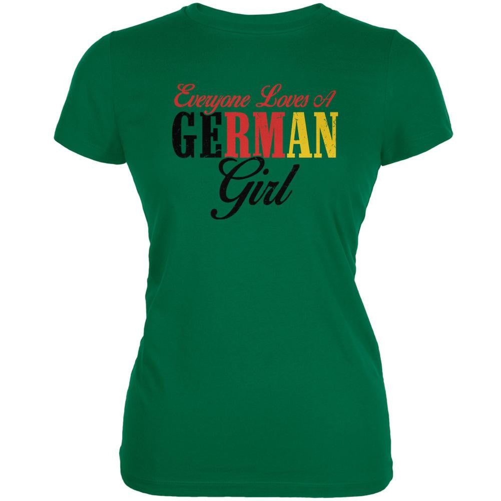 Everyone Loves A German Girl Kelly Green Juniors Soft T-Shirt Juniors T-Shirts Old Glory 2XL Green 