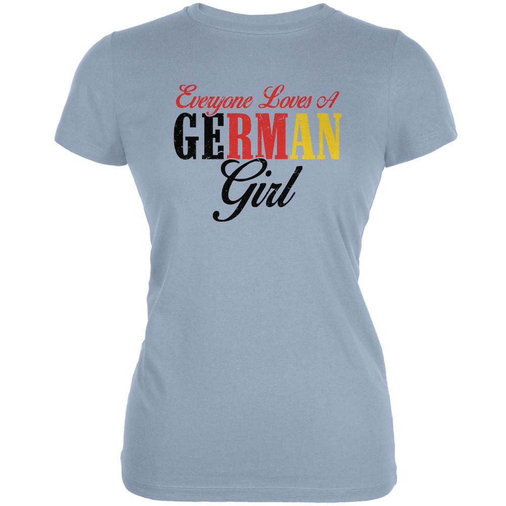 Everyone Loves A German Girl Light Blue Juniors Soft T-Shirt Juniors T-Shirts Old Glory 2XL Blue 