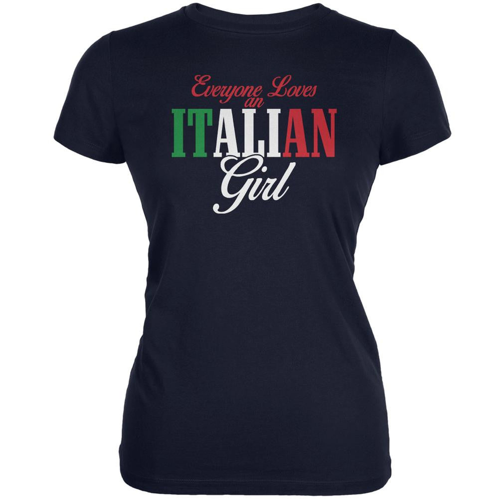 Everyone Loves An Italian Girl Navy Juniors Soft T-Shirt Juniors T-Shirts Old Glory 2XL Blue 