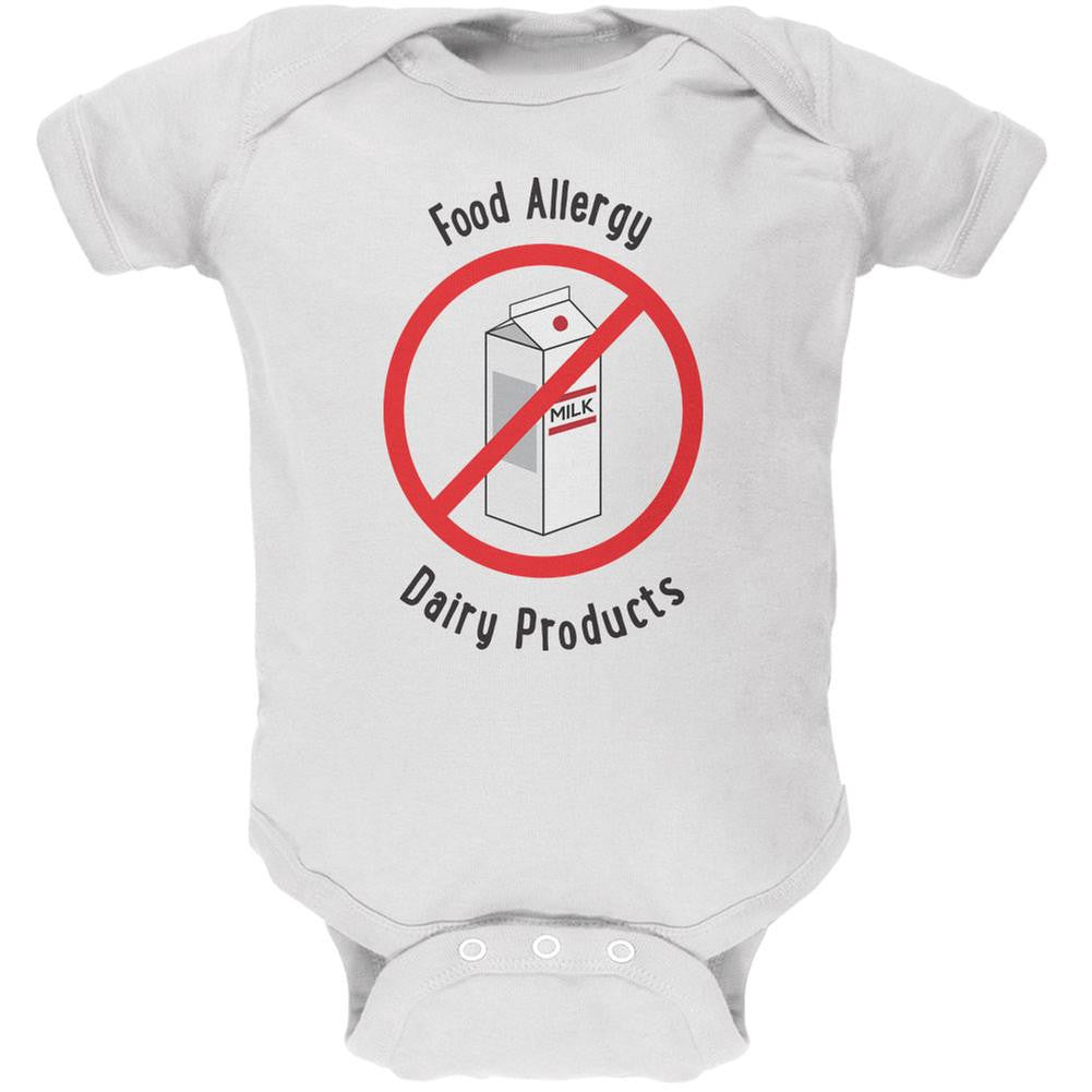 Food Allergy Dairy Products Kids White Soft Baby One Piece Baby One Piece Old Glory 0-3M White 