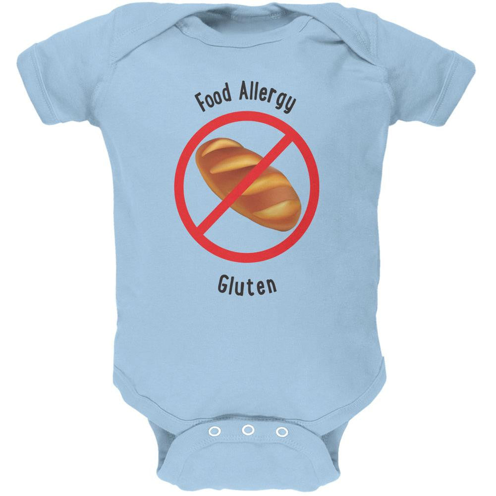 Food Allergy Gluten Kids Light Blue Soft Baby One Piece Baby One Piece Old Glory 0-3M Blue 