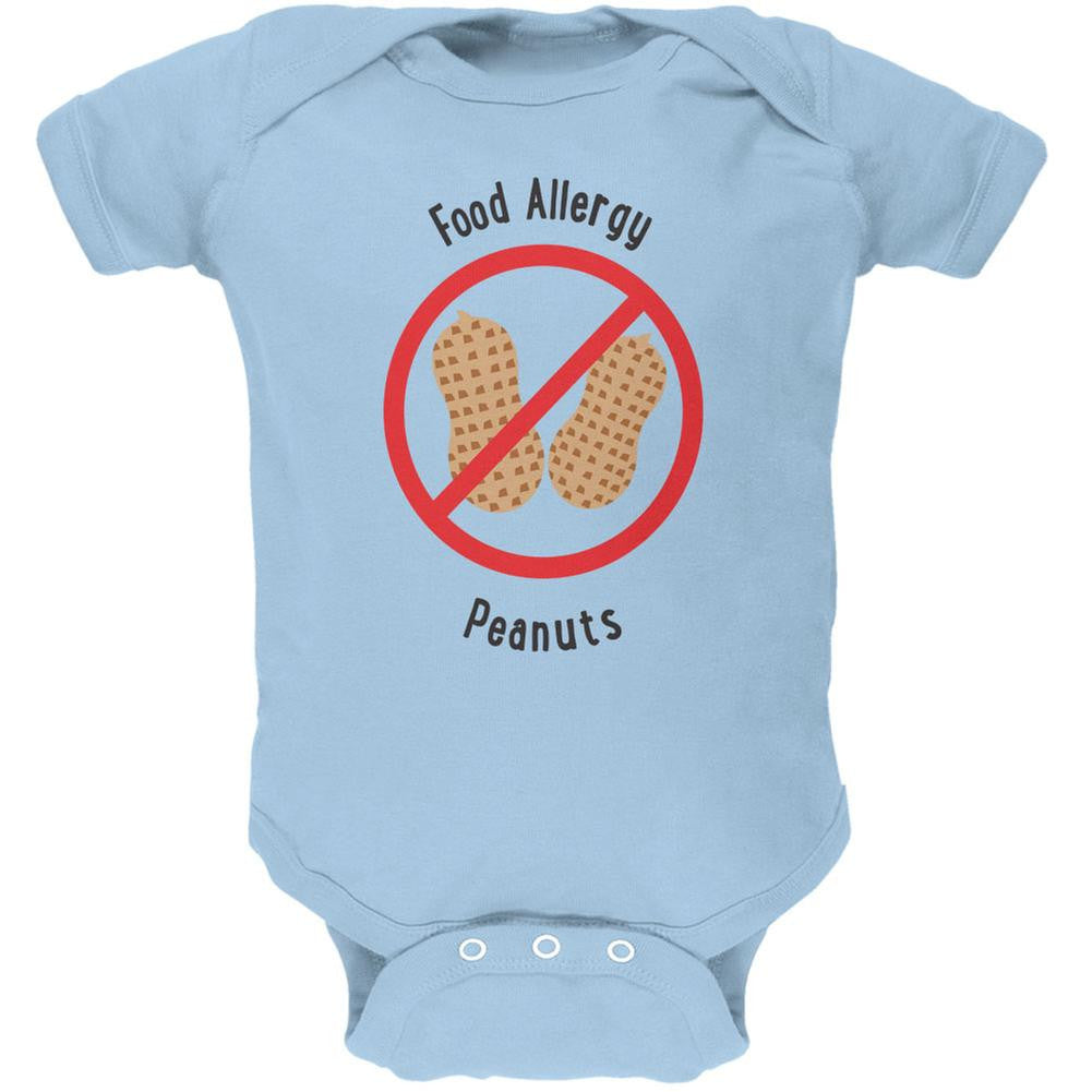 Food Allergy Peanuts Kids Light Blue Soft Baby One Piece Baby One Piece Old Glory 0-3M Blue 