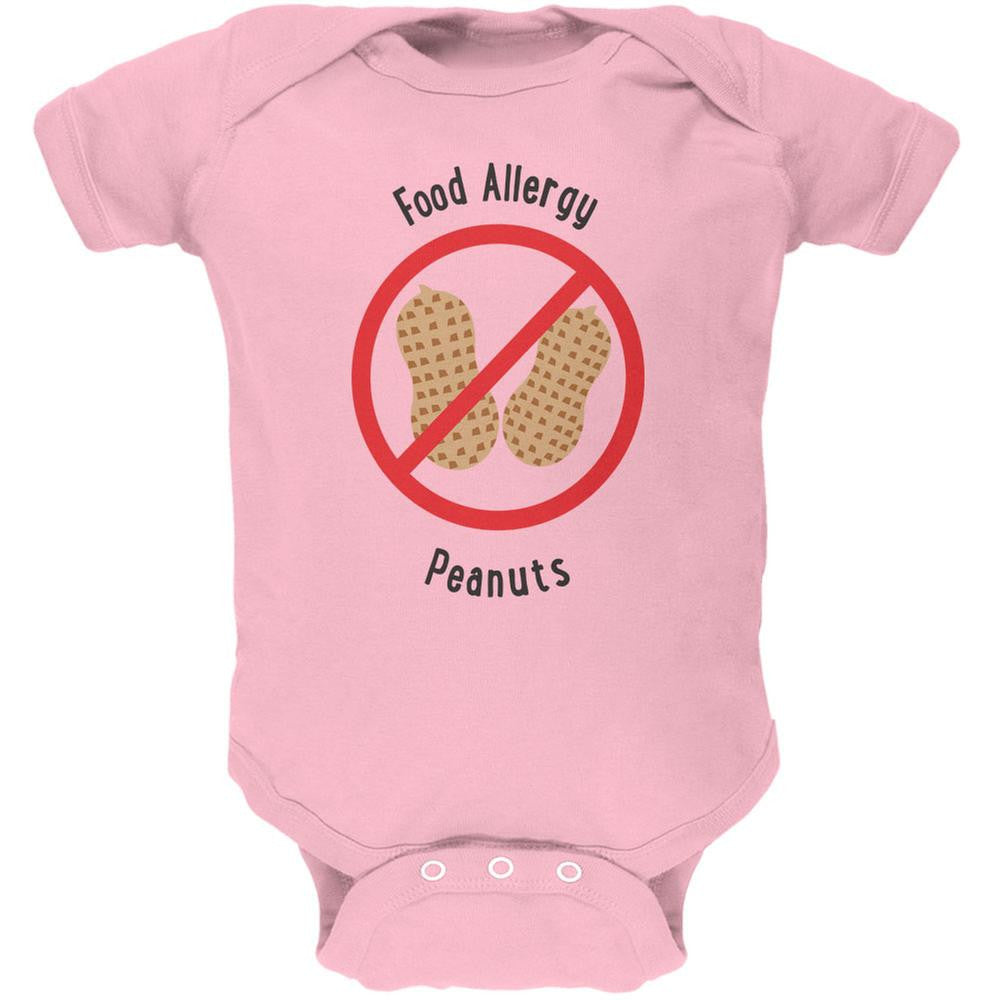 Food Allergy Peanuts Kids Light Pink Soft Baby One Piece Baby One Piece Old Glory 0-3M Pink 