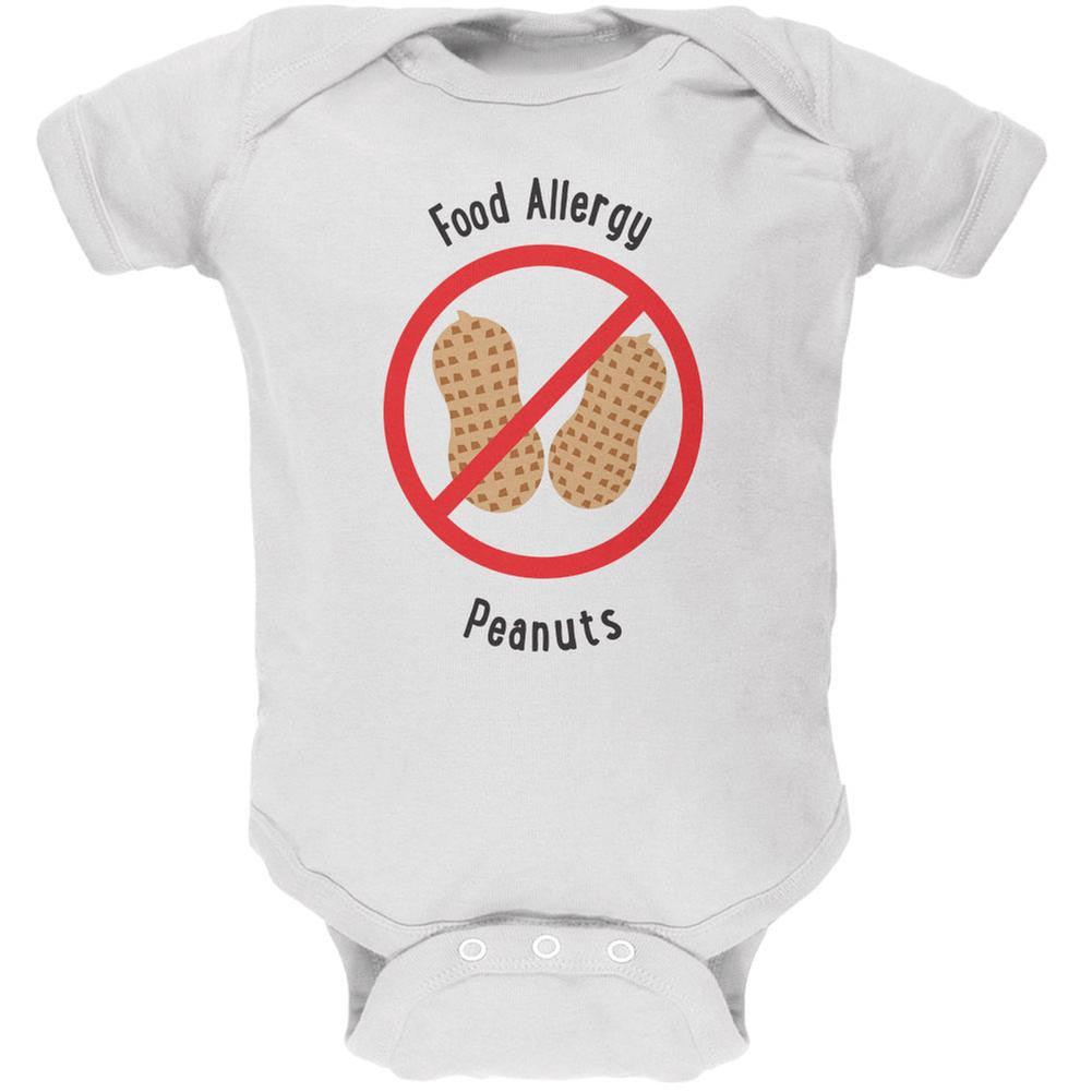 Food Allergy Peanuts Kids White Soft Baby One Piece Baby One Piece Old Glory 0-3M White 