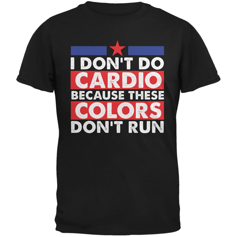 4th Of July I Don't Do Cardio Black Adult T-Shirt Men's T-Shirts Old Glory 2XL Black 