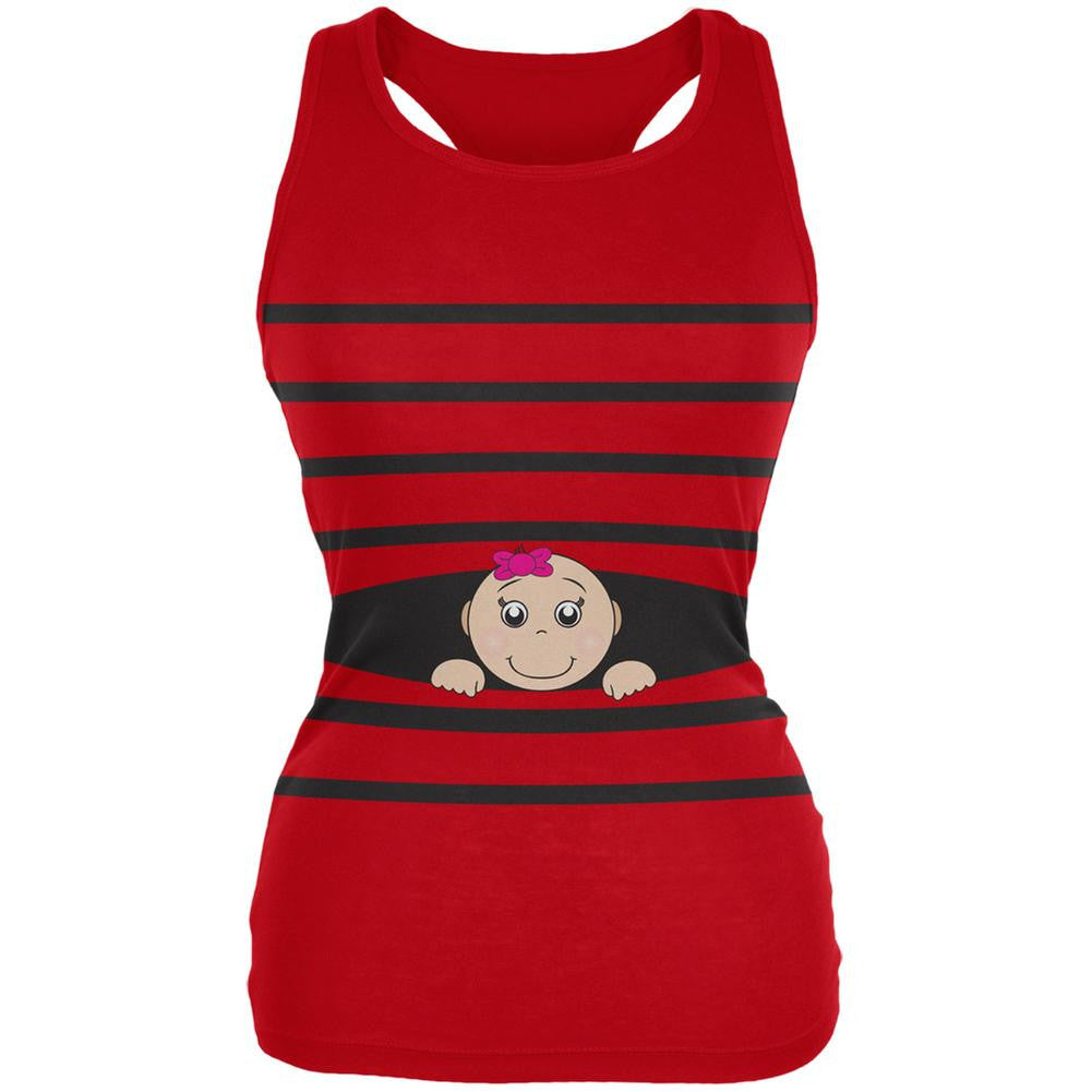 Striped Peeking Baby Girl Red Juniors Soft Tank Top Juniors Tank Tops Old Glory 2XL Red 