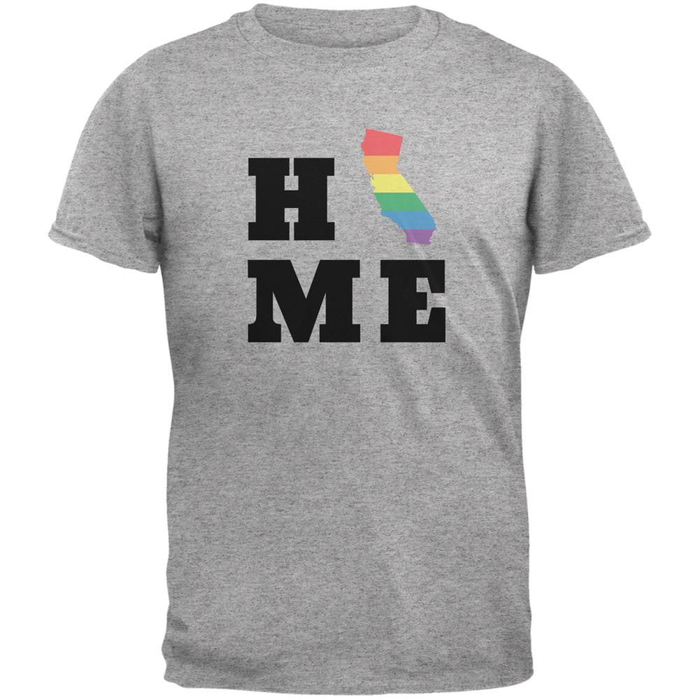 California State LGBT Home Heather Grey Adult T-Shirt Men's T-Shirts Old Glory 2XL Grey 