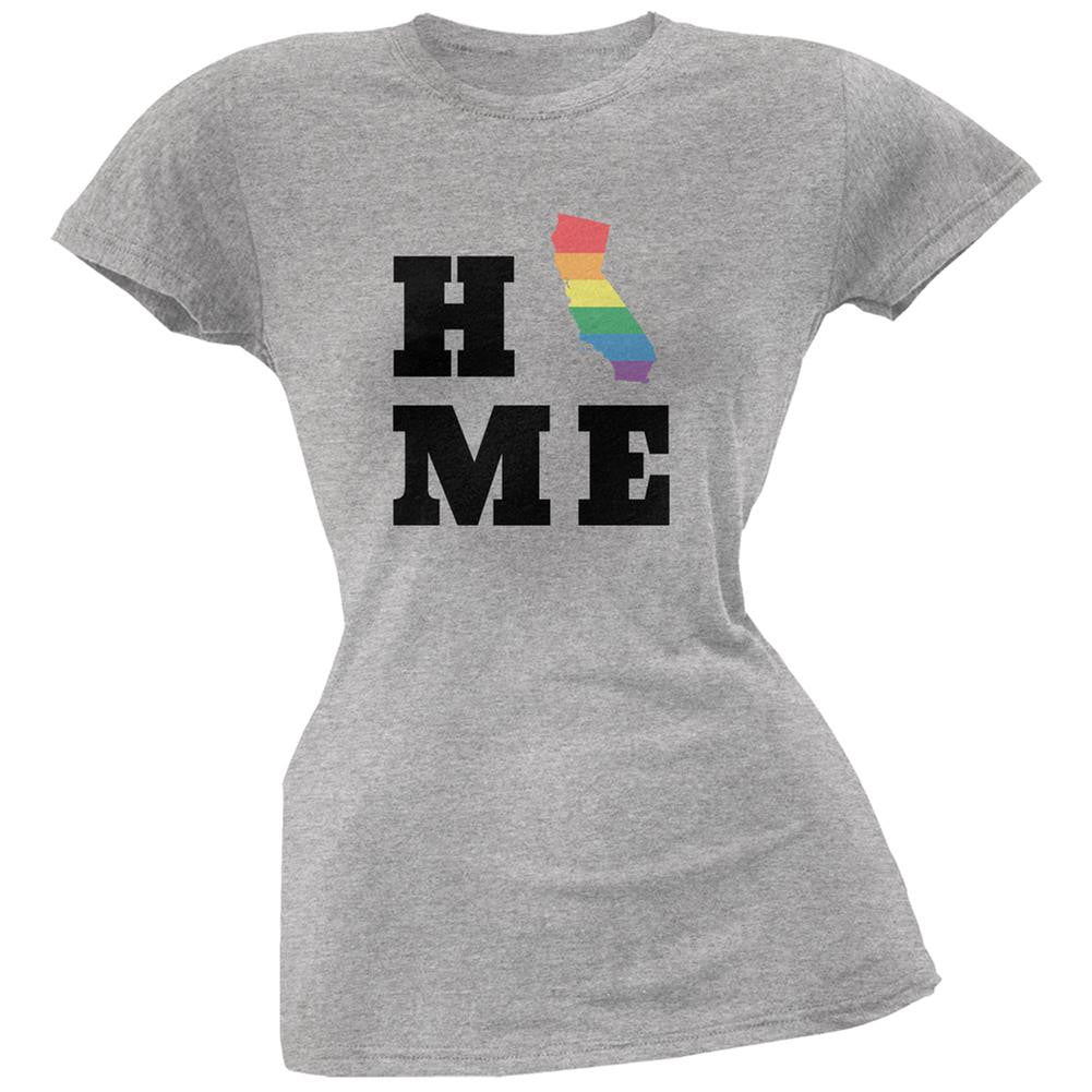 California State Home LGBT Heather Grey Juniors Soft T-Shirt Juniors T-Shirts Old Glory 2XL Grey 