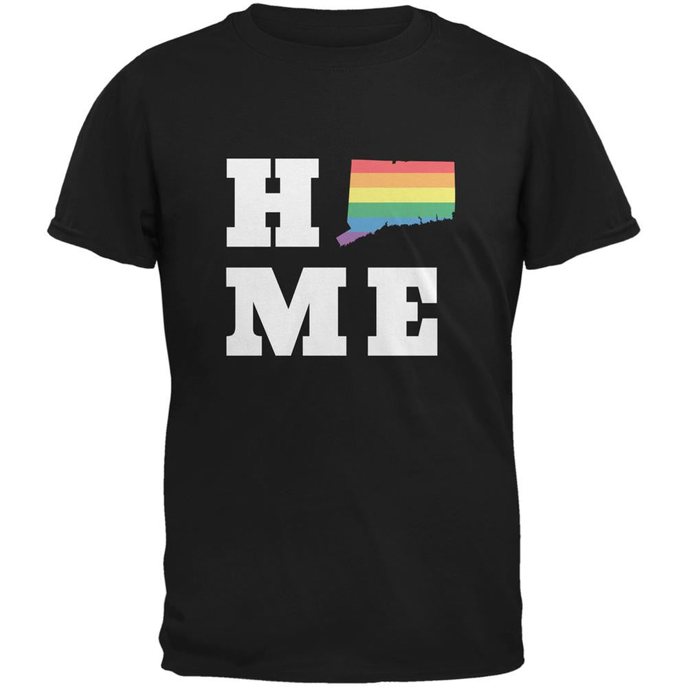 Connecticut State Home LGBT Black Adult T-Shirt Men's T-Shirts Old Glory 2XL Black 