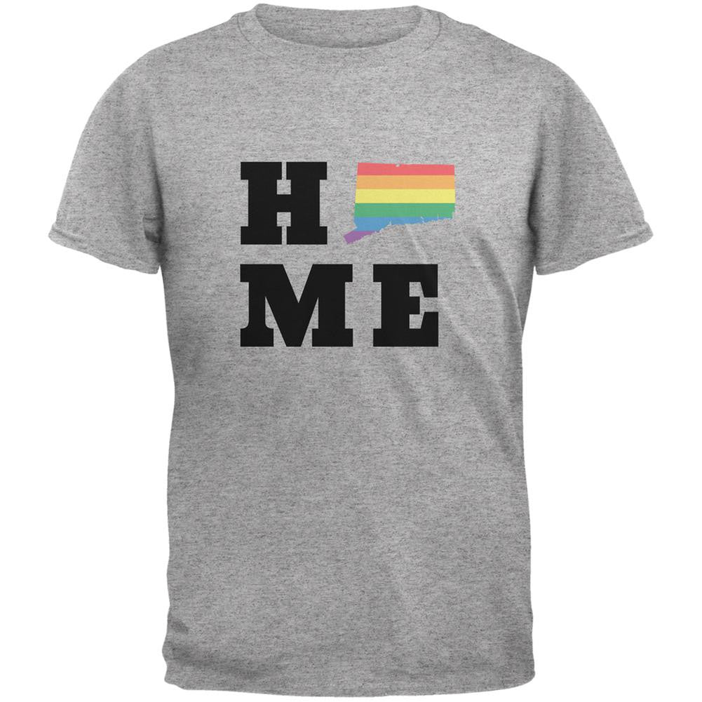 Connecticut State Home LGBT Heather Grey Adult T-Shirt Men's T-Shirts Old Glory 2XL Grey 