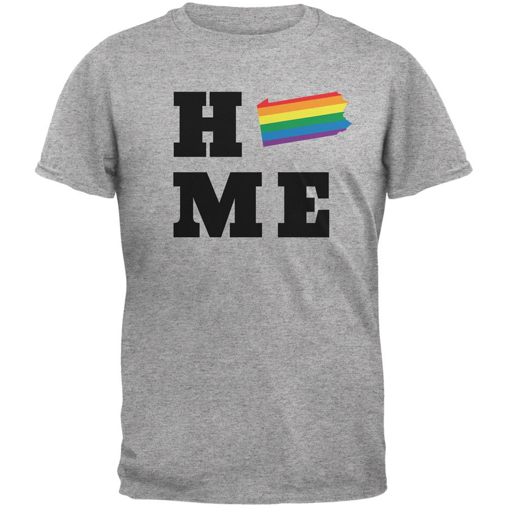 Pennsylvania State Home LGBT Heather Grey Adult T-Shirt Men's T-Shirts Old Glory 2XL Grey 