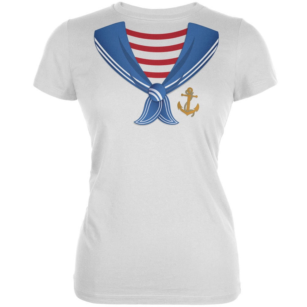 Halloween Sailor Costume White Juniors Soft T-Shirt Juniors T-Shirts Old Glory   