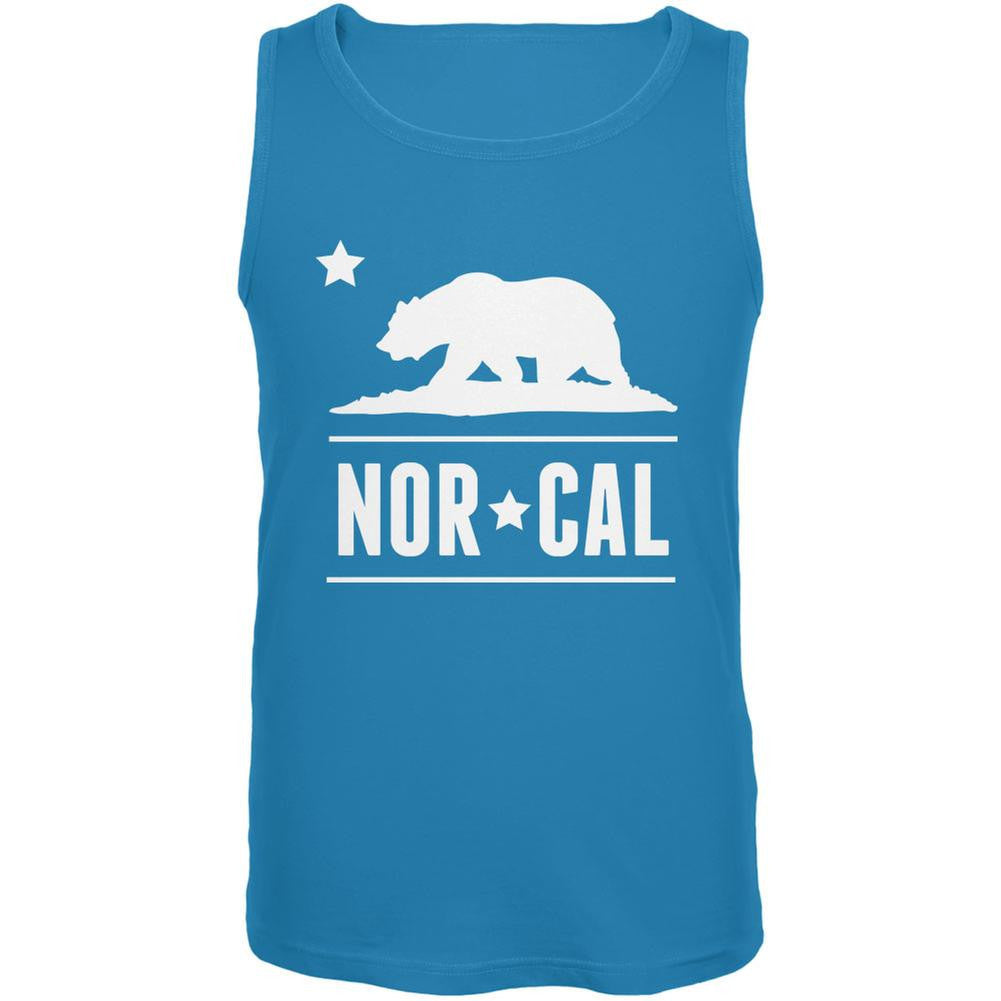 California Republic NorCal Turquoise Adult Tank Top Men's Tank Tops Old Glory LG Blue 