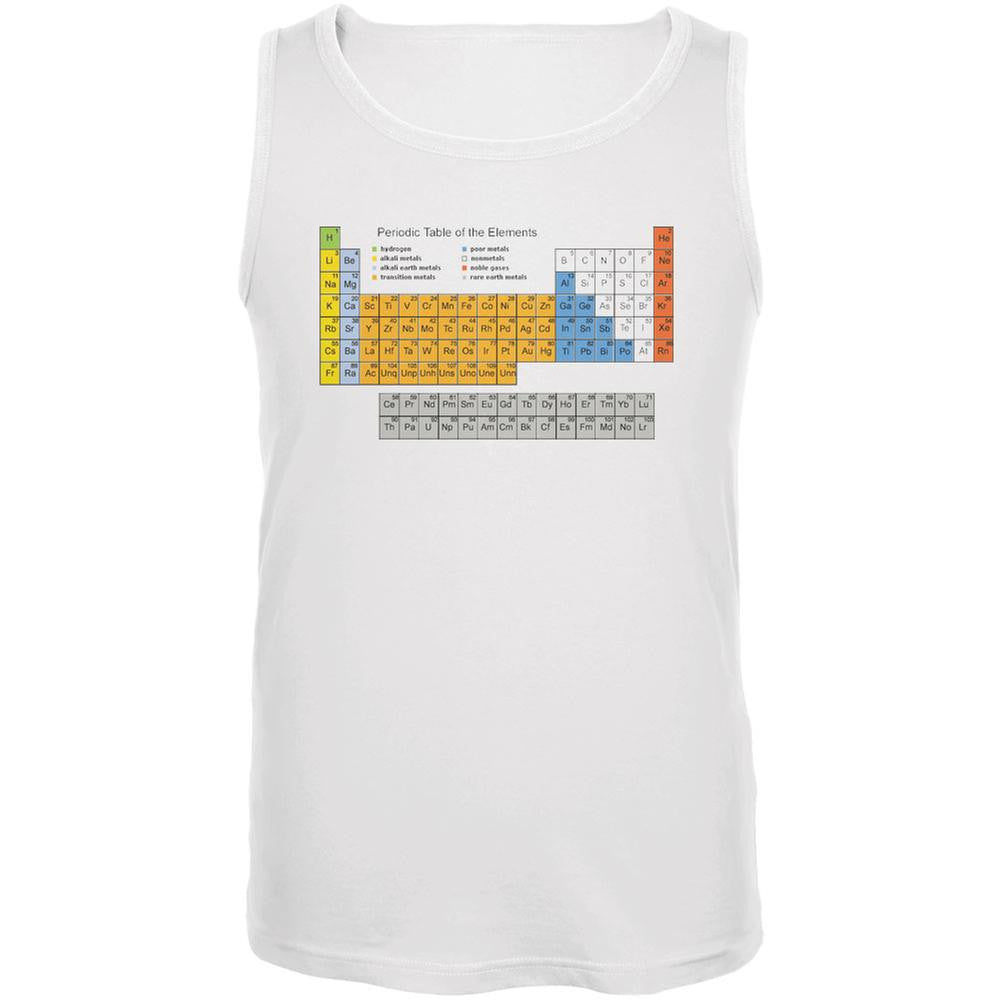 Periodic Table of Elements White Adult Tank Top Men's Tank Tops Old Glory 2XL White 