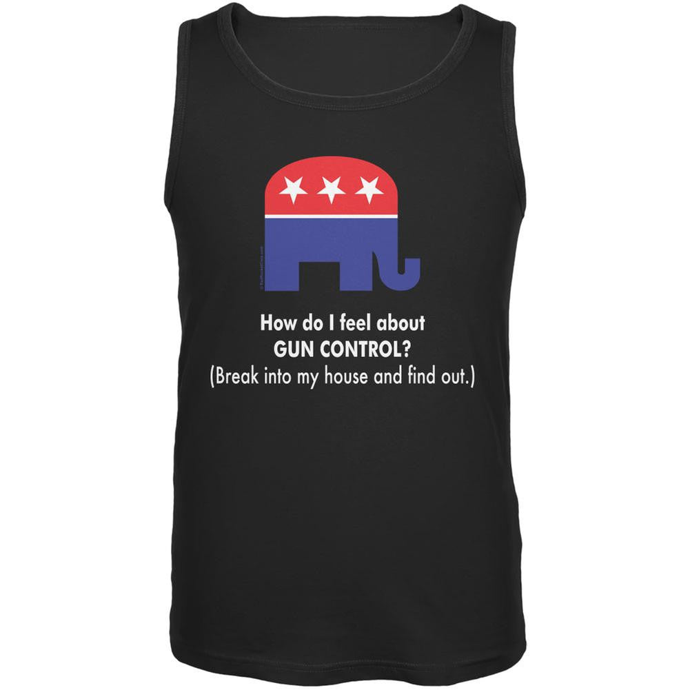 Republican How Do I Feel About Gun Control Black Adult Tank Top Men's Tank Tops Old Glory 2XL Black 