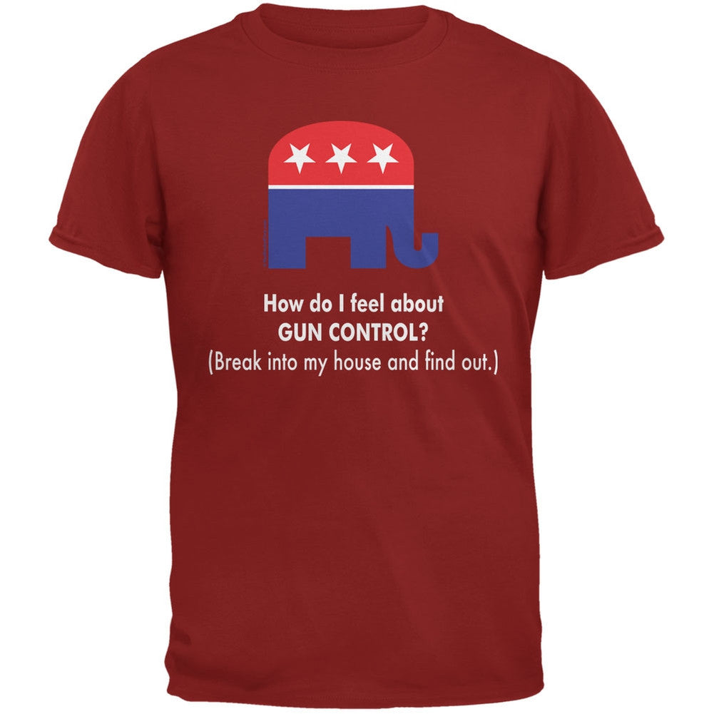 Republican How Do I Feel About Gun Control Cardinal Red Adult T-Shirt Men's T-Shirts Old Glory   