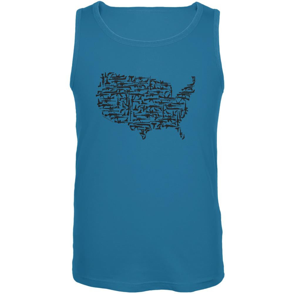 Guns In The US Turquoise Adult Tank Top Men's Tank Tops Old Glory LG Blue 