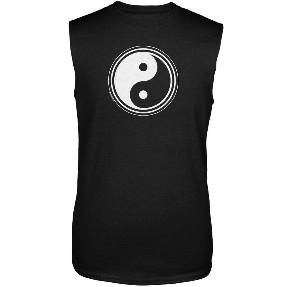 Yin Yang Circles Black Adult Sleeveless Shirt Men's T-Shirts Old Glory 2XL Black 