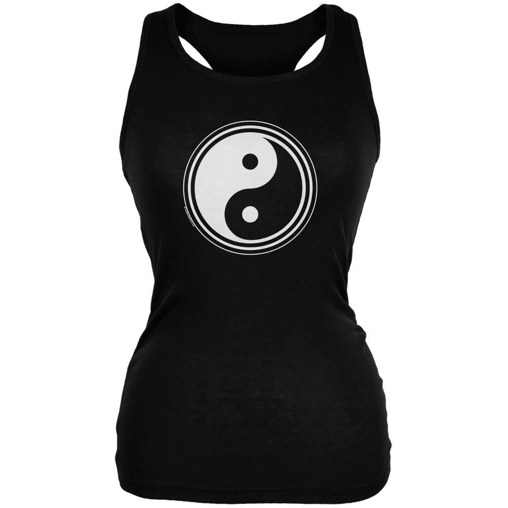 Yin Yang Circles Black Juniors Soft Tank Top Juniors Tank Tops Old Glory 2XL Black 