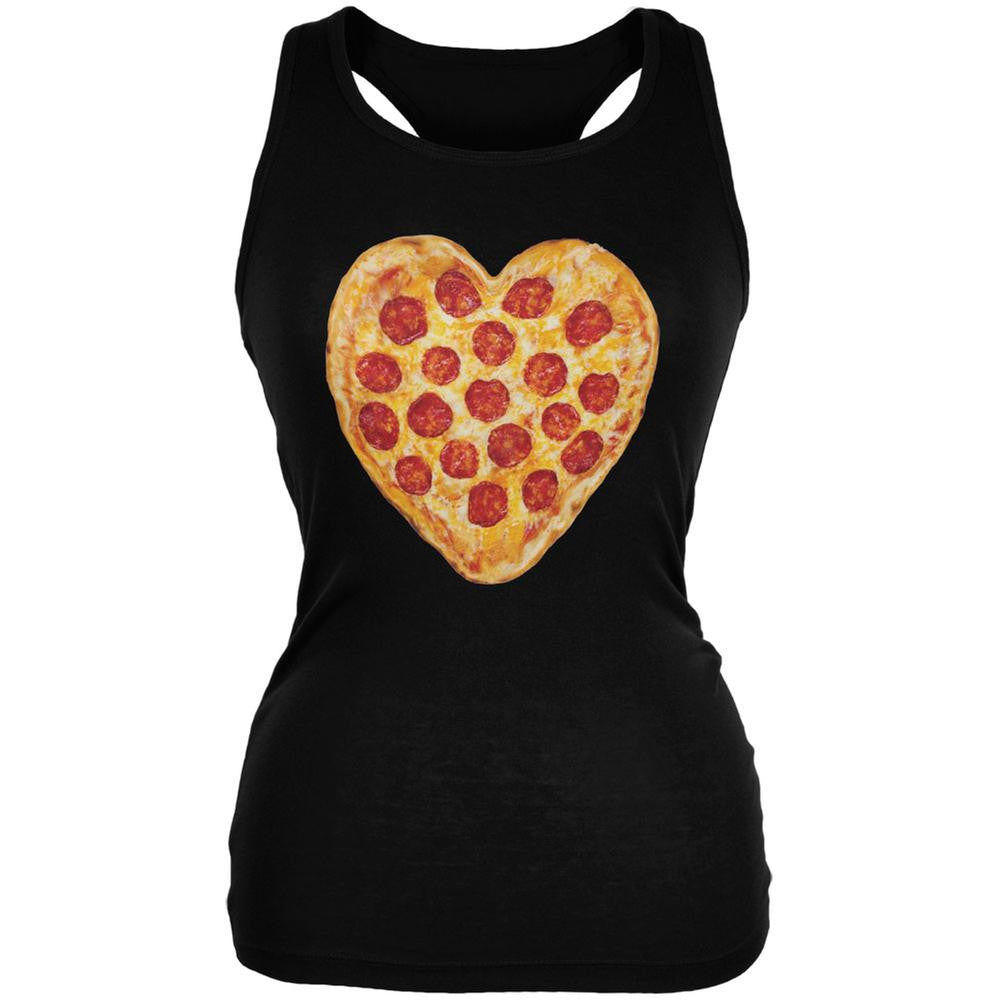 Pepperoni Pizza Heart Love Black Juniors Soft Tank Top Juniors Tank Tops Old Glory 2XL Black 