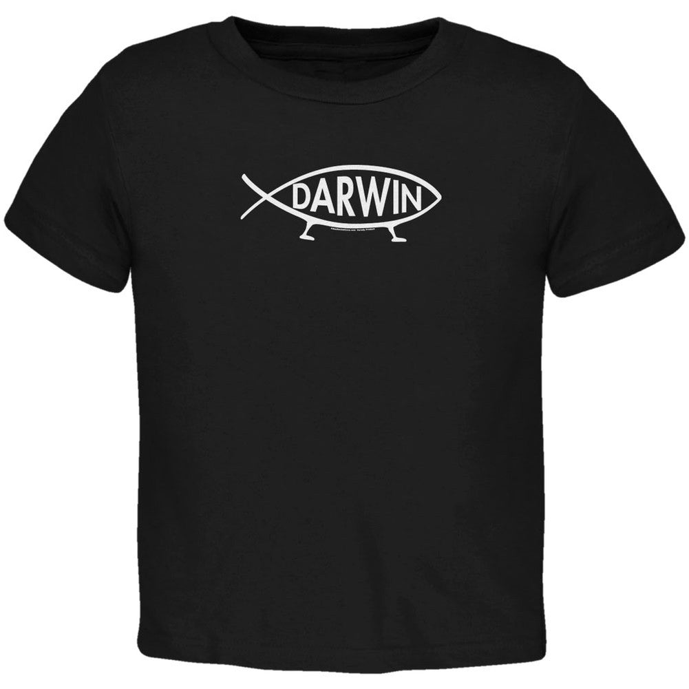 Darwin Fish Black Toddler T-Shirt Toddler T-Shirts Old Glory 2T Black 