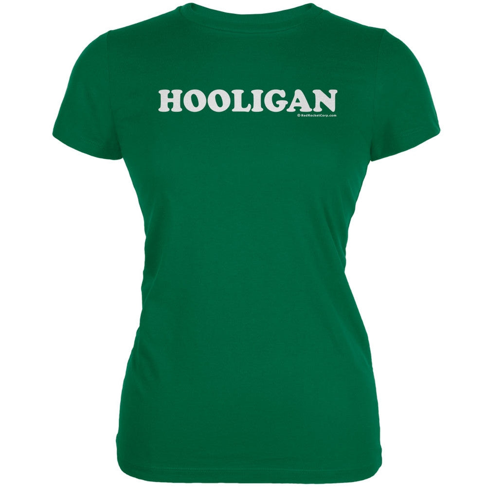 St. Patricks Day Hooligan Kelly Green Juniors Soft T-Shirt Juniors T-Shirts Old Glory   