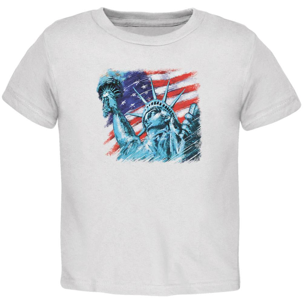 4th of July Statue of Liberty White Toddler T-Shirt Toddler T-Shirts Old Glory 2T White 