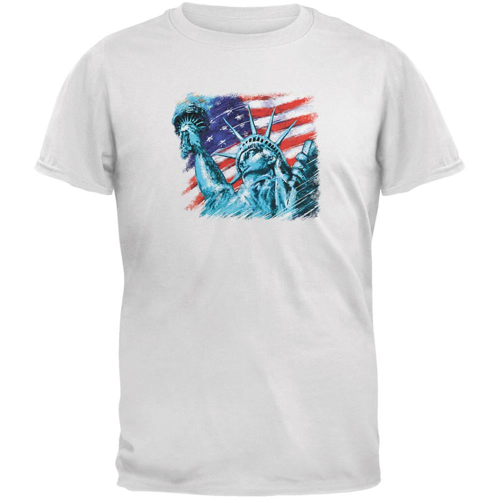 4th of July Statue of Liberty White Youth T-Shirt Youth T-Shirts Old Glory LG White 