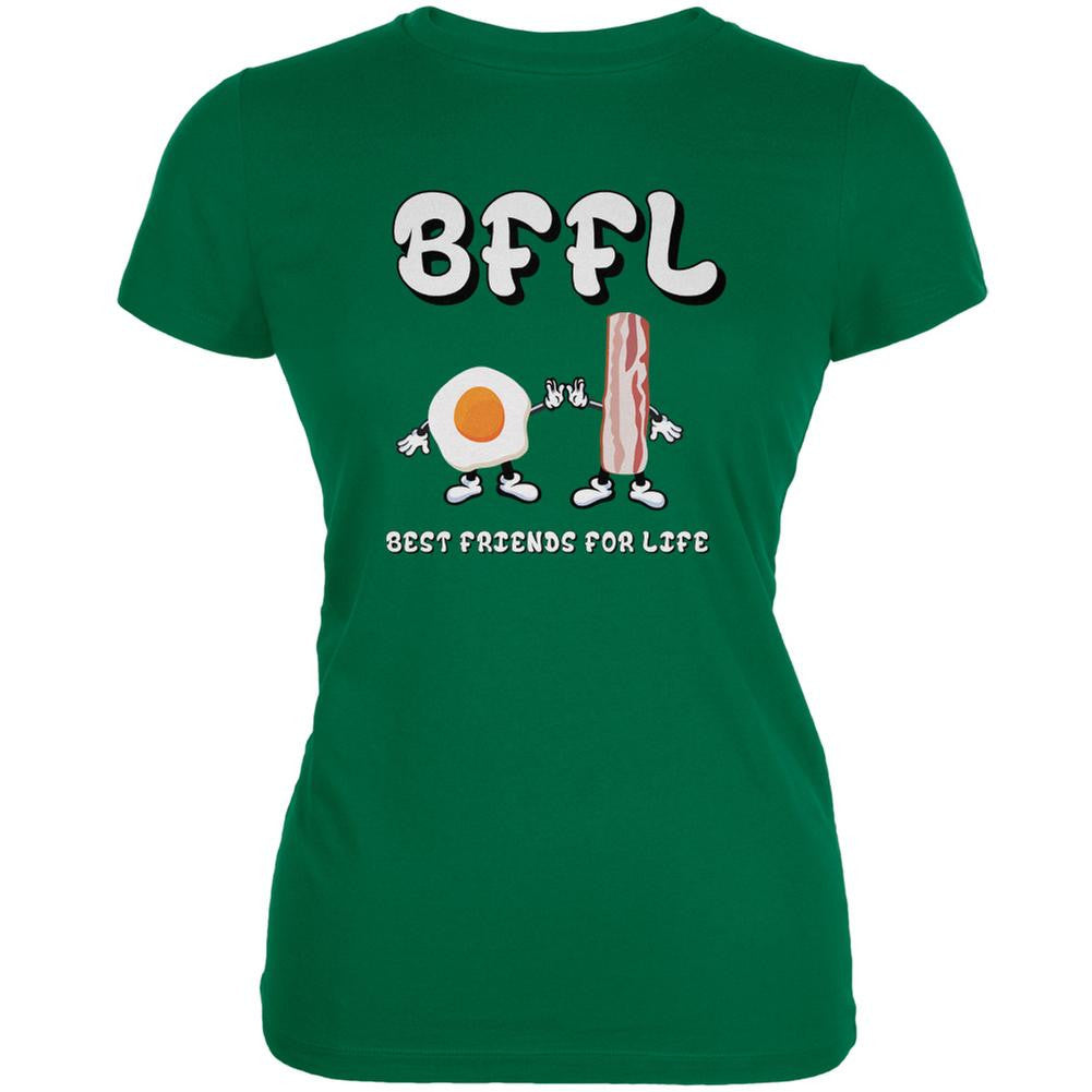 Eggs And Bacon BFFL Kelly Green Juniors Soft T-Shirt Juniors T-Shirts Old Glory 2XL Green 