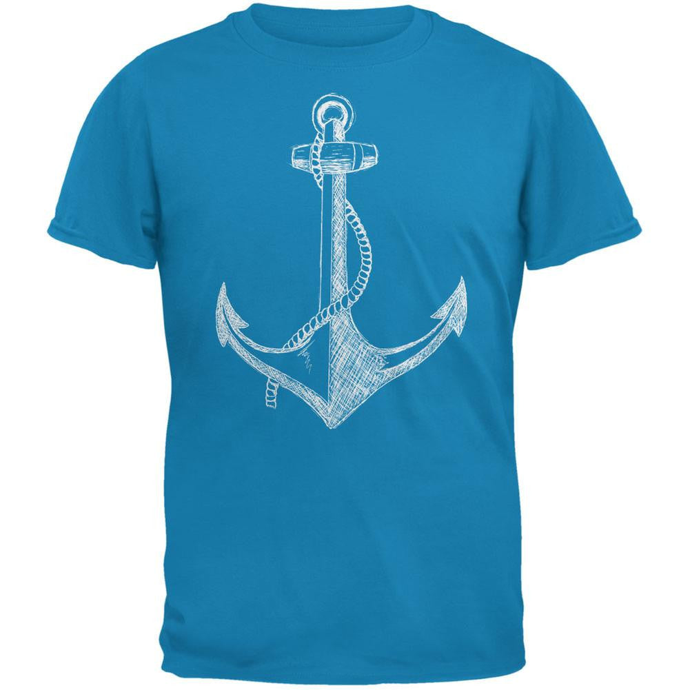 Summer Anchor Sapphire Blue Adult T-Shirt Men's T-Shirts Old Glory 2XL Blue 