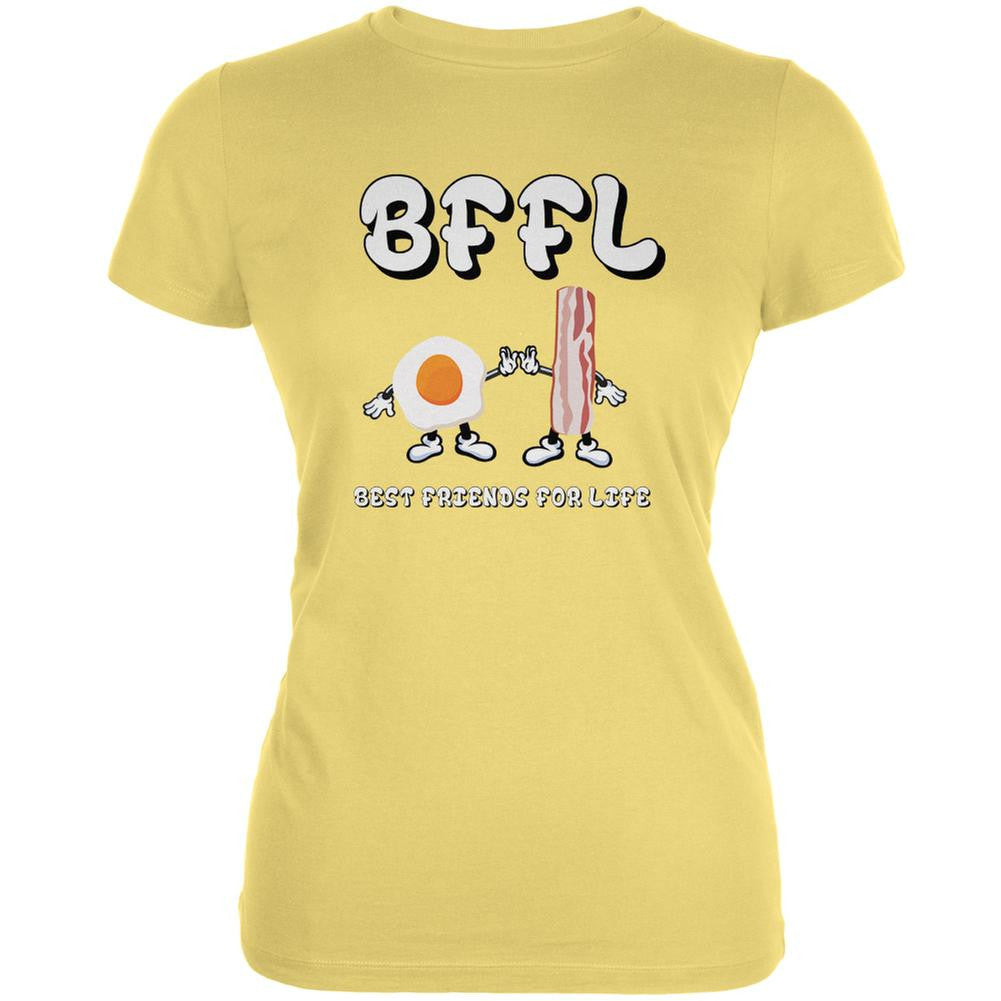 Eggs And Bacon BFFL Yellow Juniors Soft T-Shirt Juniors T-Shirts Old Glory LG Yellow 