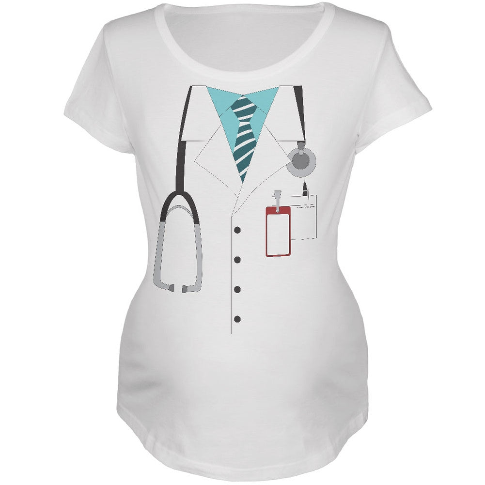 Halloween Doctor Costume White Maternity Soft T-Shirt Maternity T-Shirts Old Glory   