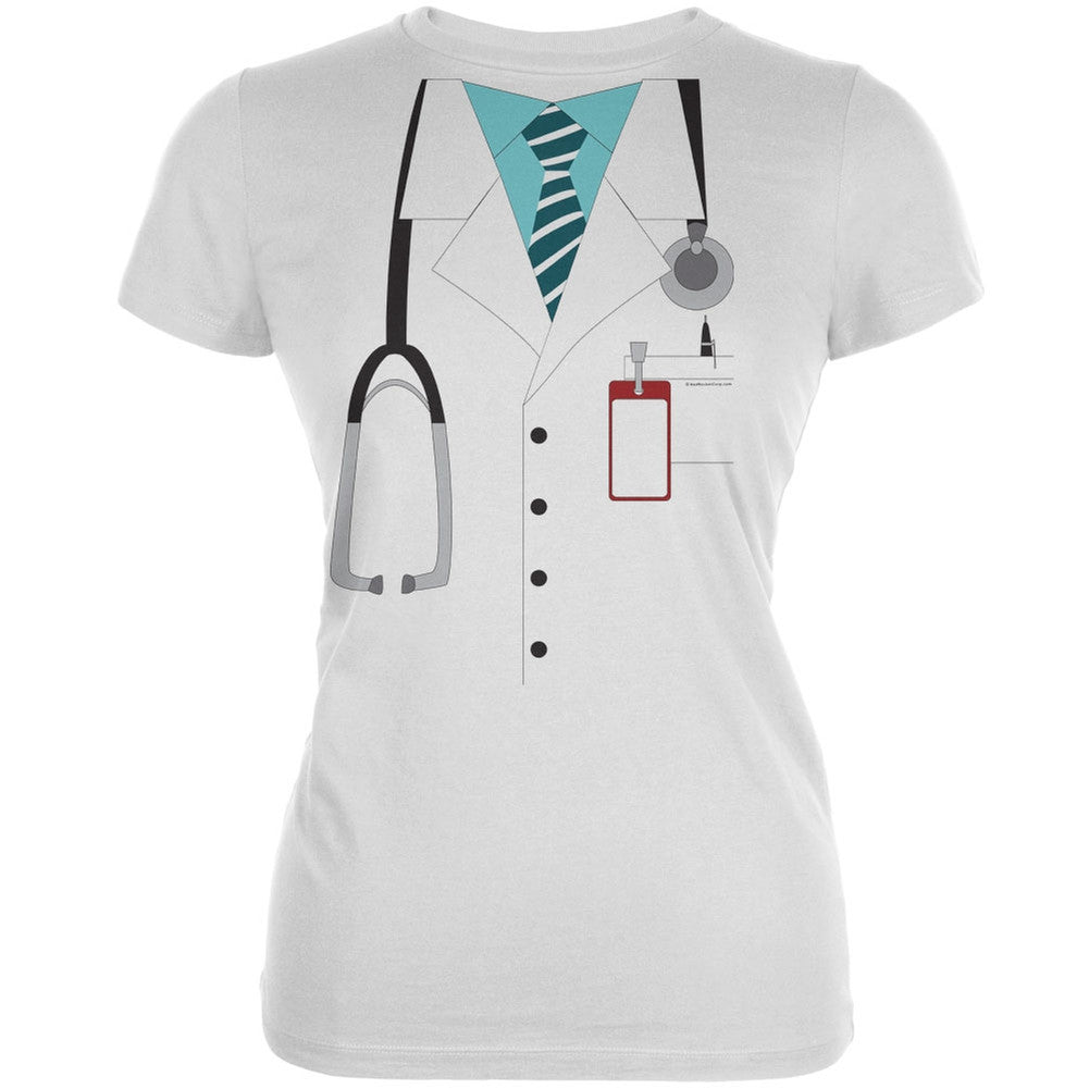 Halloween Doctor Costume White Juniors Soft T-Shirt Juniors T-Shirts Old Glory   