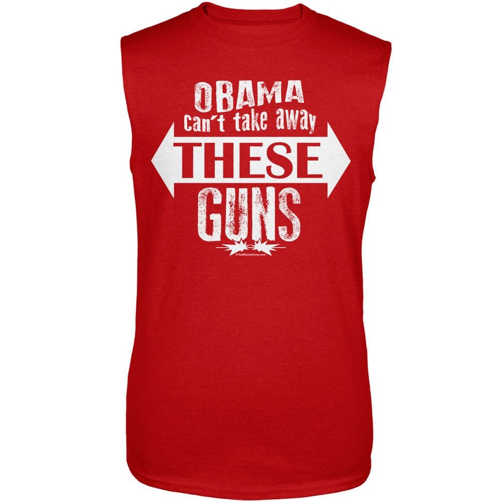 Obama Can't Take Away These Guns Red Adult Sleeveless T-Shirt Men's Sleeveless T-Shirts Old Glory   