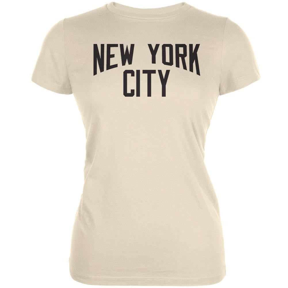 Iconic New York City Cream Juniors Soft T-Shirt Juniors T-Shirts Old Glory 2XL Off-White 