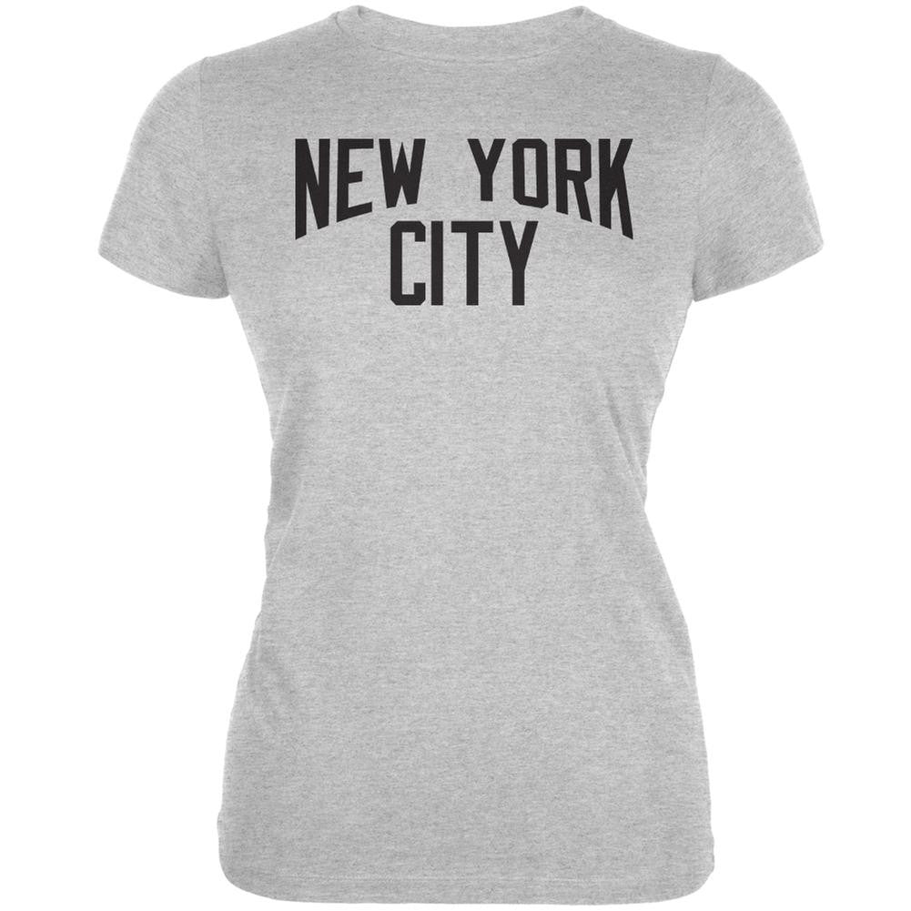 Iconic New York City Heather Grey Juniors Soft T-Shirt Juniors T-Shirts Old Glory 2XL Grey 