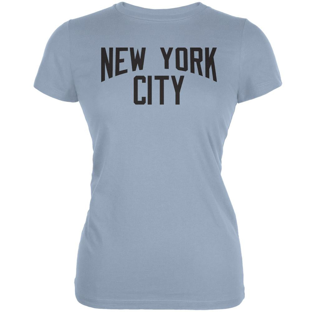 Iconic New York City Light Blue Juniors Soft T-Shirt Juniors T-Shirts Old Glory 2XL Blue 