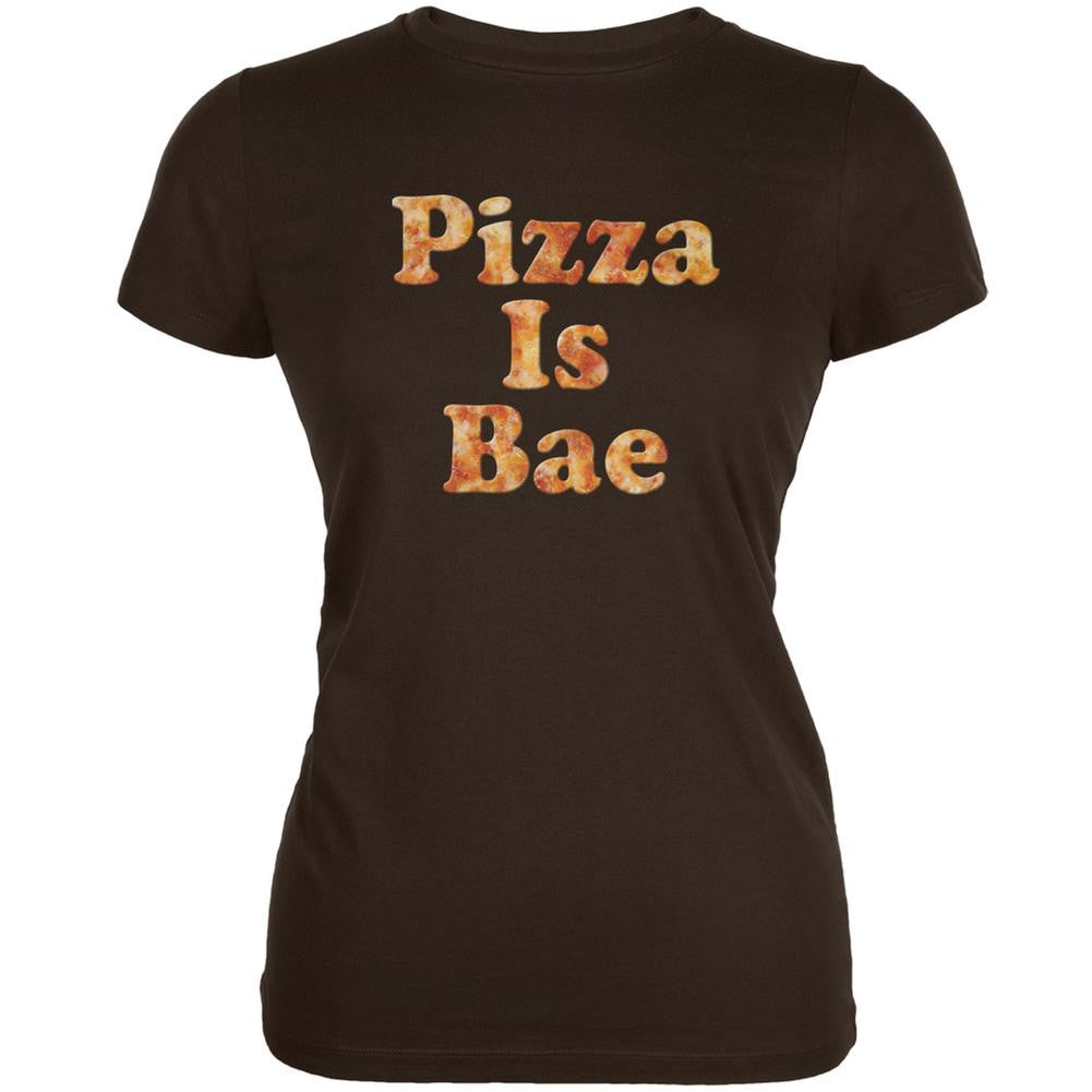 Pizza Is Bae Brown Juniors Soft T-Shirt Juniors T-Shirts Old Glory 2XL Brown 