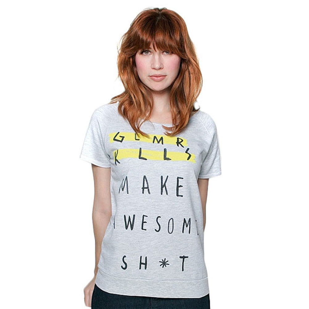 Glamour Kills - Make Awesome Stuff Raw Cut Juniors T-Shirt Juniors T-Shirts Glamour Kills LG Grey