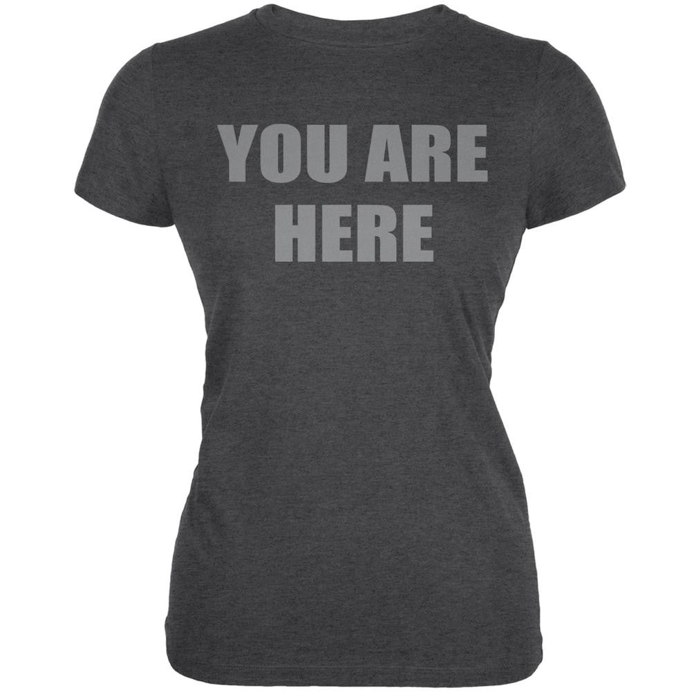 You Are Here Inspired By John Lennon Dark Heather Juniors Soft T-Shirt Juniors T-Shirts Old Glory 2XL Grey 