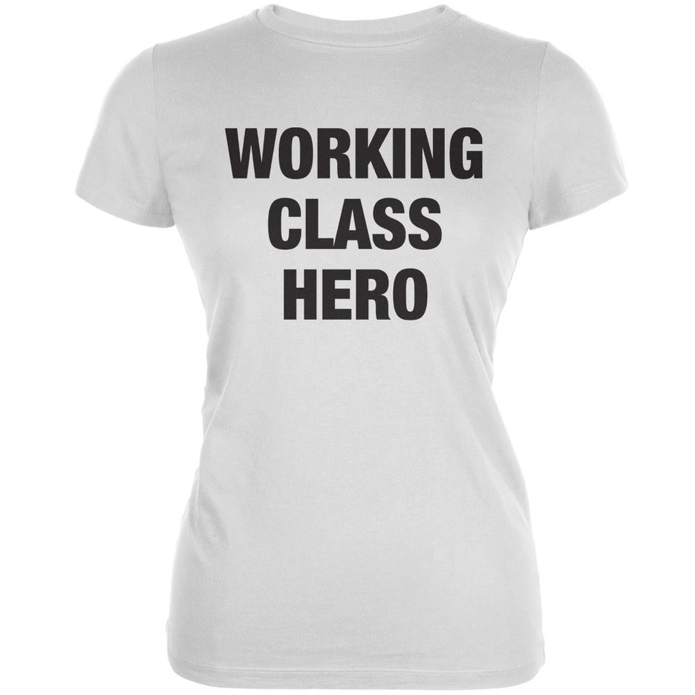 Working Class Hero Inspired By John Lennon White Juniors Soft T-Shirt Juniors T-Shirts Old Glory 2XL White 