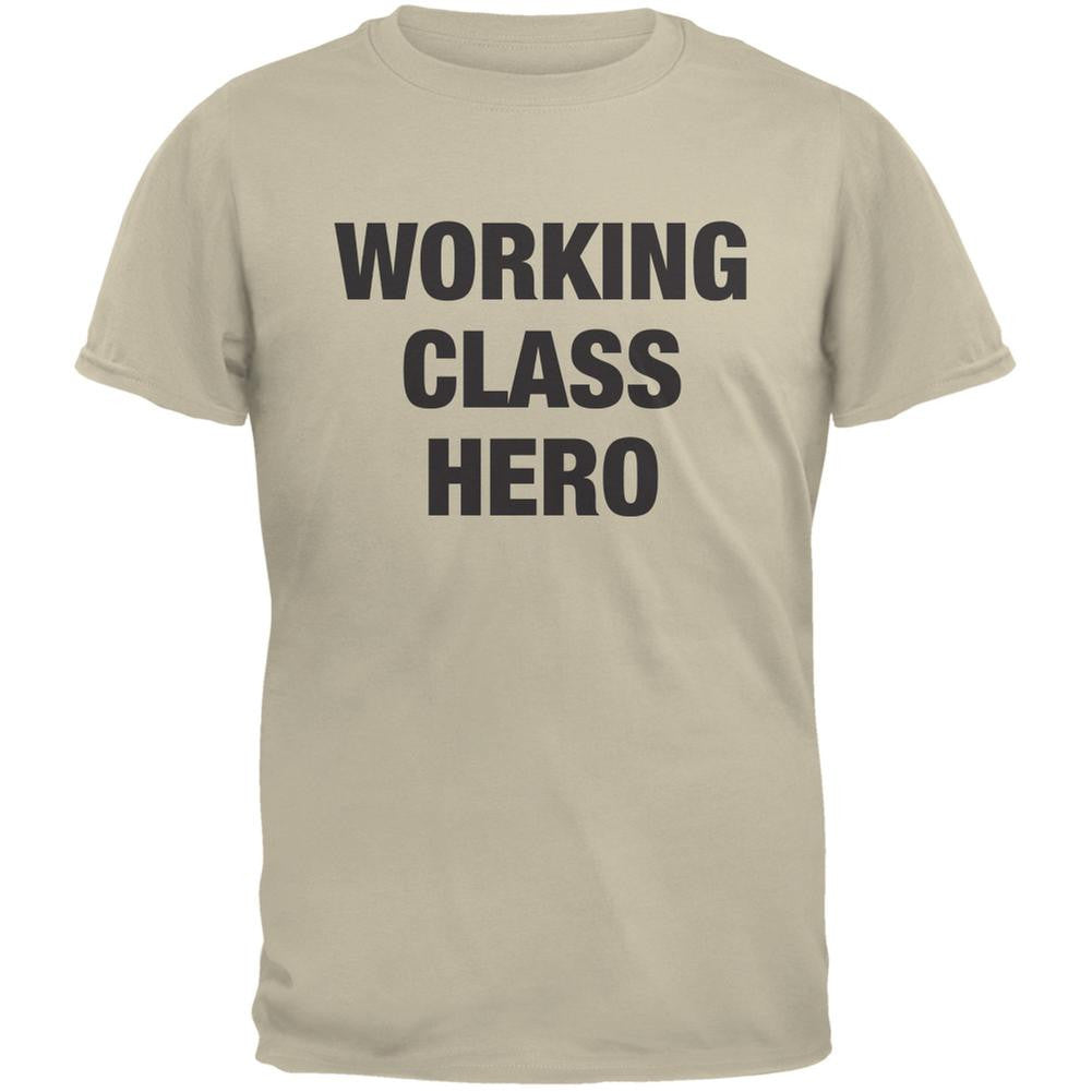 Working Class Hero Inspired By John Lennon Sand Adult T-Shirt Men's T-Shirts Old Glory 2XL Beige 